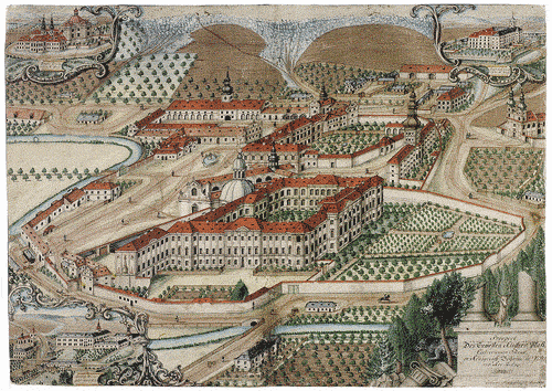 PF 2014: fond Velkostatek Plasy, kresba č. 1, František Prusík 1814, veduta bývalého cisterciáckého kláštera v Plasích